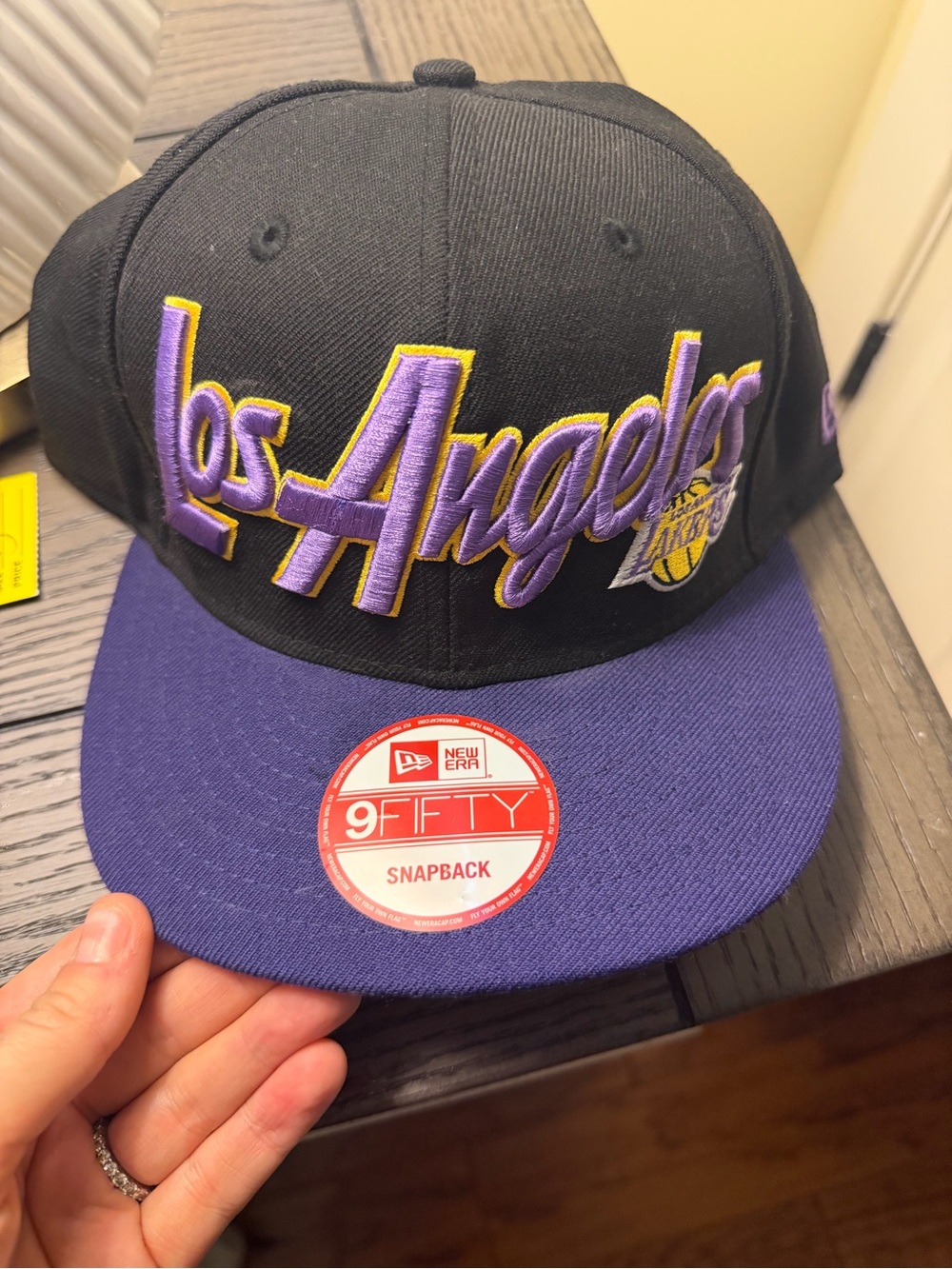 Vintage Kids Los Angeles Snapback Hat - Black & Purple with Yellow Trim